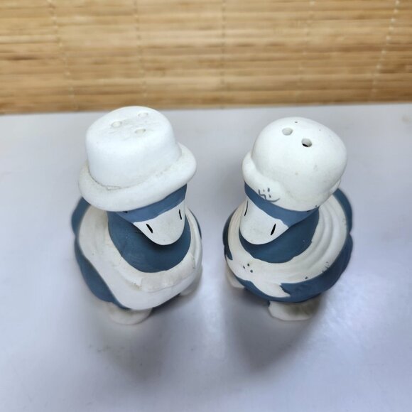 Ceramic Geese Salt and Pepper Shakers Collectible Geese Blue and White Vintage - Picture 2 of 8
